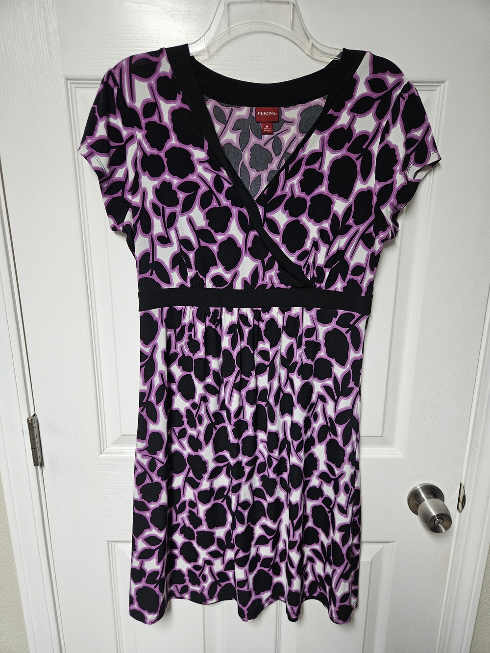 Merona Purple & Black Floral-Print Midi Dress